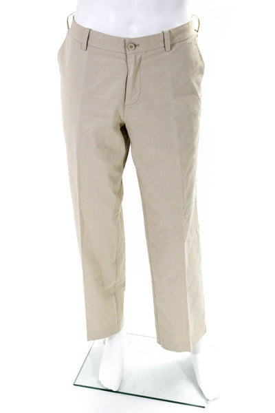 Jack Spade Mens Cotton Mid Rise Pleated Front Straight Leg Khakis Beige Size 37