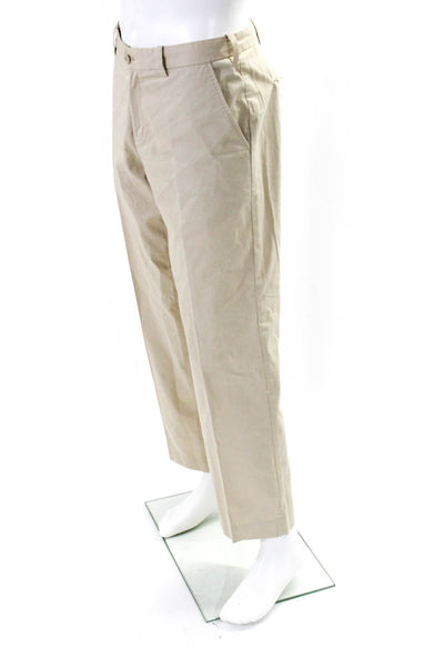 Jack Spade Mens Cotton Mid Rise Pleated Front Straight Leg Khakis Beige Size 37