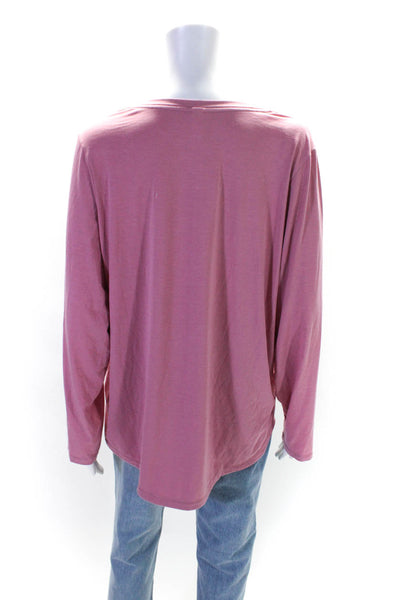 Athleta Womens Long Sleeve V Neck Boxy Tee Shirt Pink Size 1X