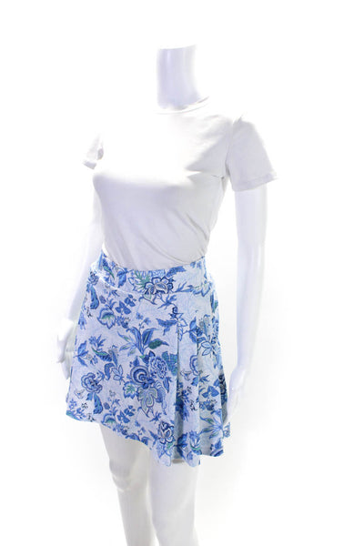 Tuckernuck Womens Elastic Waistband Floral Knit Skort Blue White Size XL