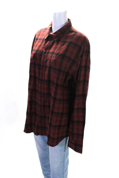 Paige Womens Cotton Long Sleeve Plaid Button Down Shirt Red Size XL