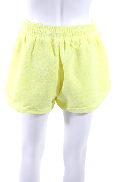 Jocelyn Womens Cotton Textured Geometric Print Ruched Tied Shorts Yellow Size PS