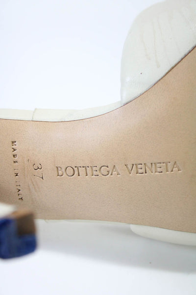 Bottega Veneta Womens Leather Quilted Square Toe Spool Heels White Size EUR37