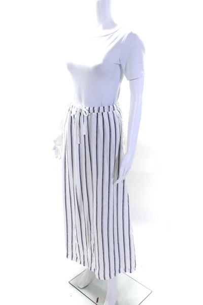 Splendid Womens Striped Print Drawstring Front Slit Slip-On Skirt White Size XS