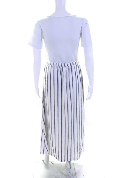 Splendid Womens Striped Print Drawstring Front Slit Slip-On Skirt White Size XS