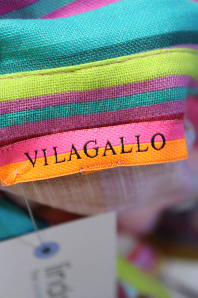 Vilagallo Womens Multicolor Caicos Print Long Sleeve Button Down Shirt Size 42