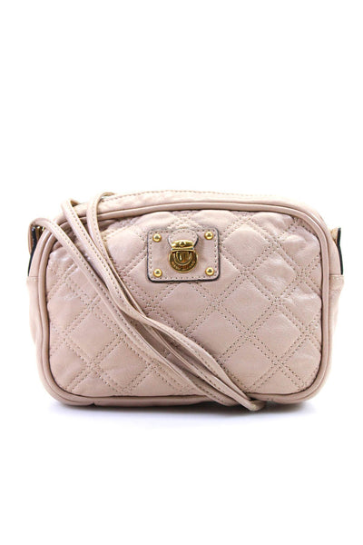 Marc Jacobs Women's Quilted Gold Hardware Crossbody Handbag Nude Size S