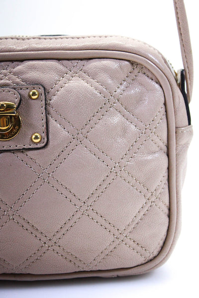 Marc Jacobs Women's Quilted Gold Hardware Crossbody Handbag Nude Size S