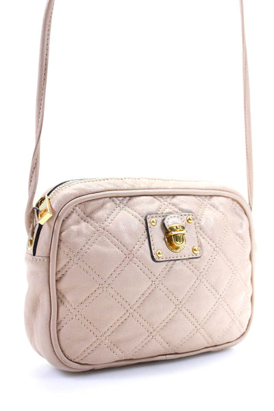 Marc Jacobs Women's Quilted Gold Hardware Crossbody Handbag Nude Size S