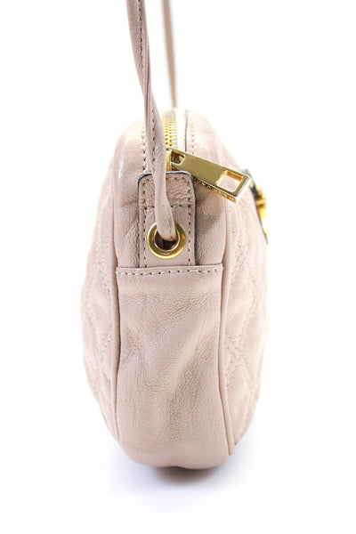 Marc Jacobs Women's Quilted Gold Hardware Crossbody Handbag Nude Size S