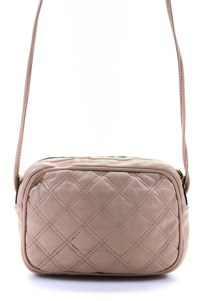 Marc Jacobs Women's Quilted Gold Hardware Crossbody Handbag Nude Size S