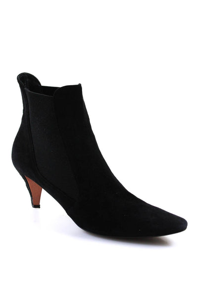 Miu Miu Womens Suede Low Cone Heel Chelsea Ankle Boots Black Size 6.5US 36.5EU