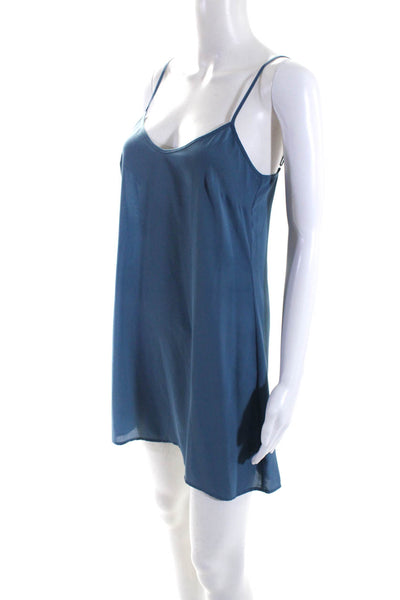 Saloni Womens Adjustable Strap V-Neck Sleeveless Pullover Mini Dress Blue Size 4