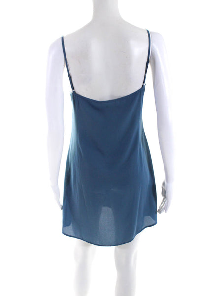 Saloni Womens Adjustable Strap V-Neck Sleeveless Pullover Mini Dress Blue Size 4