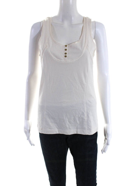 Marc By Marc Jacobs Womens Sleeveless Scoop Neck Tank Top White Cotton Size Smal