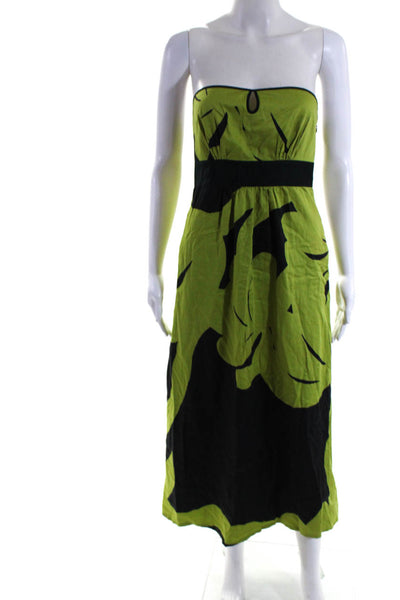 Marimekko Womens Strapless High Waist Full Length Maxi Dress Green Cotton Size 0