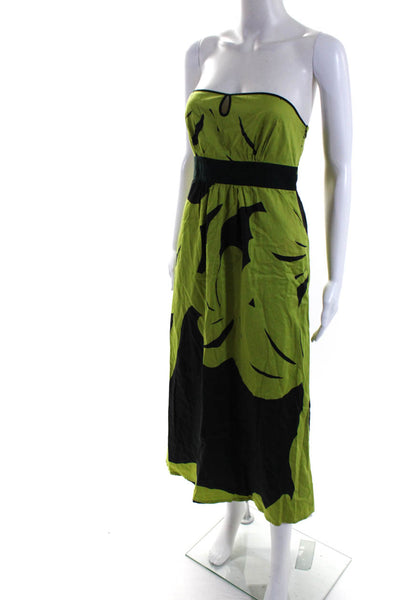 Marimekko Womens Strapless High Waist Full Length Maxi Dress Green Cotton Size 0