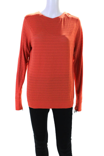 Lululemon Womens Long Sleeve Scoop Neck Perforated Athletic Shirt Orange Size 14