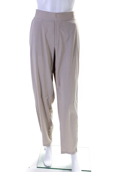 Athleta Womens Elastic Waistband High Rise Straight Leg Pants Beige Size 14