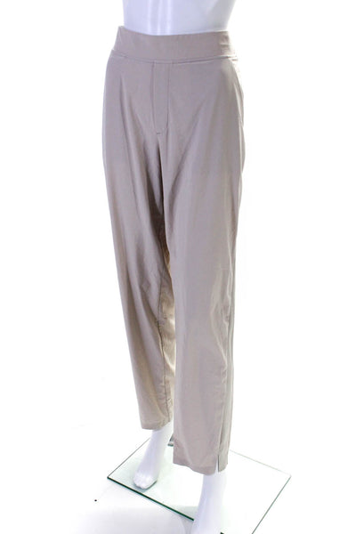 Athleta Womens Elastic Waistband High Rise Straight Leg Pants Beige Size 14