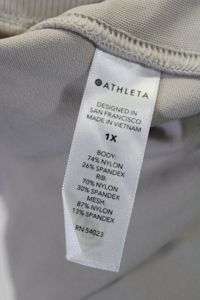 Athleta Womens Elastic Waistband High Rise Ribbed Trim Jogger Pants Beige 1X