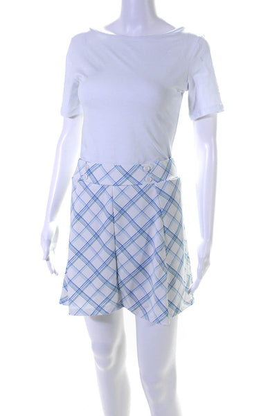 Tuckernuck Womens Elastic Waistband Plaid Skort White Blue Green Size 2XL