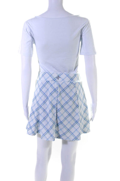 Tuckernuck Womens Elastic Waistband Plaid Skort White Blue Green Size 2XL