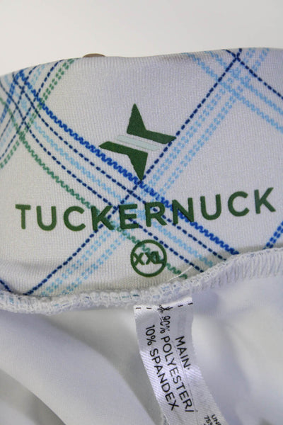 Tuckernuck Womens Elastic Waistband Plaid Skort White Blue Green Size 2XL