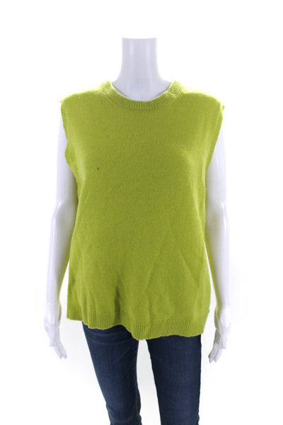 6397 Womens Wool Blend Round Neck Sleeveless Knit Blouse Top Green Size L