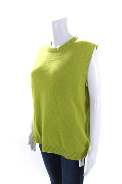 6397 Womens Wool Blend Round Neck Sleeveless Knit Blouse Top Green Size L