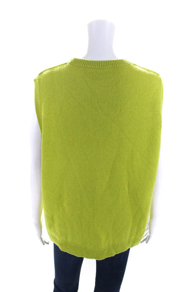 6397 Womens Wool Blend Round Neck Sleeveless Knit Blouse Top Green Size L