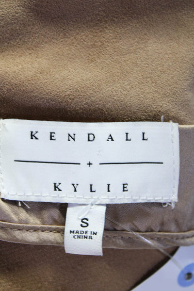 Kendall + Kylie Womens Unlined Vegan Suede Button Up Mini Skirt Beige Size S