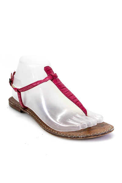 Sam Edelman Womens Vegan Patent Leather Thong Sandals Flats Pink Size 8.5