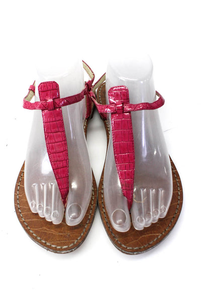 Sam Edelman Womens Vegan Patent Leather Thong Sandals Flats Pink Size 8.5