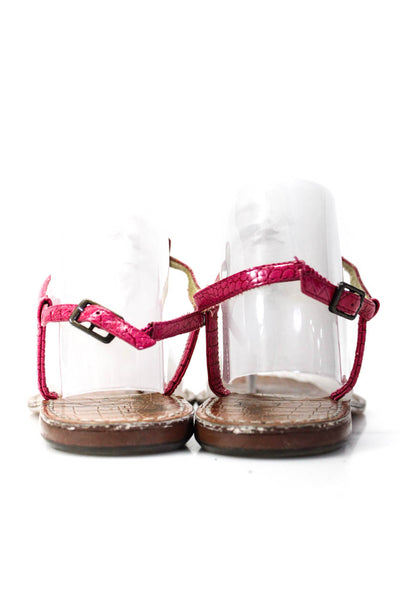 Sam Edelman Womens Vegan Patent Leather Thong Sandals Flats Pink Size 8.5