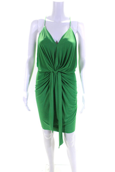 T Bags Los Angeles Womens V Neck Drapey Knee Length Gown Green Size XS