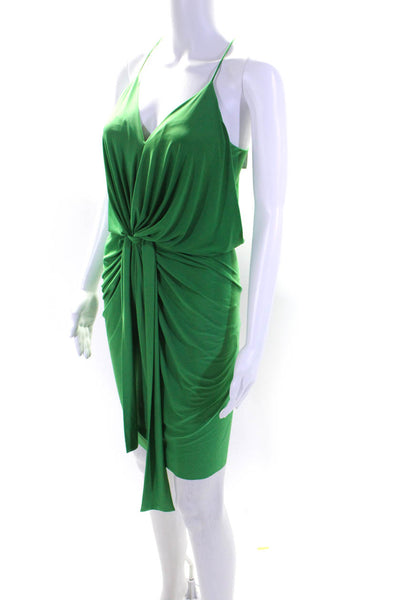 T Bags Los Angeles Womens V Neck Drapey Knee Length Gown Green Size XS