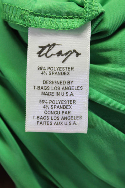 T Bags Los Angeles Womens V Neck Drapey Knee Length Gown Green Size XS