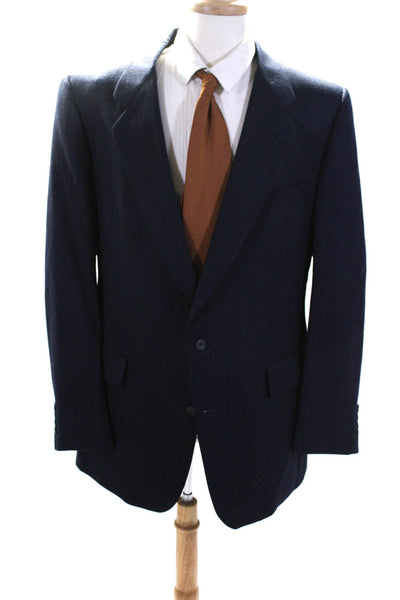 Hart Schaffner Marx Mens Wool Single Breasted Notched Lapel Blazer Navy Size 44