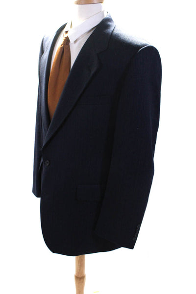 Hart Schaffner Marx Mens Wool Single Breasted Notched Lapel Blazer Navy Size 44