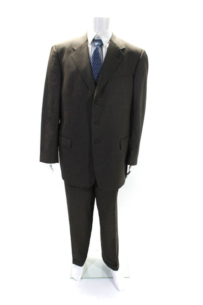 Billy Blues Mens Wool 2 Piece Single Breasted Suit Brown Size 46L