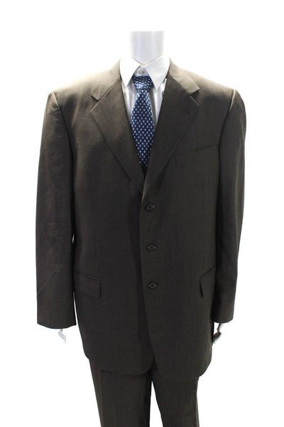 Billy Blues Mens Wool 2 Piece Single Breasted Suit Brown Size 46L