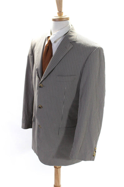 Boss Hugo Boss Mens Striped Three Button Lined Suit Jacket Beige Size 44R