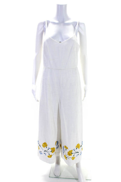 Club Monaco Women's V-Neck Spaghetti Straps Wide Leg Jumpsuit White Size 8