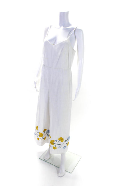 Club Monaco Women's V-Neck Spaghetti Straps Wide Leg Jumpsuit White Size 8