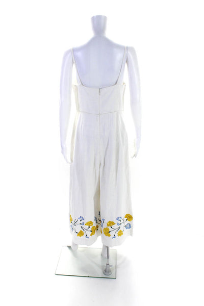 Club Monaco Women's V-Neck Spaghetti Straps Wide Leg Jumpsuit White Size 8