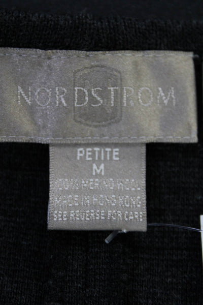 Nordstrom Womens Front Zip Sleeveless V Neck Knit Shift Dress Gray Wool Size PM