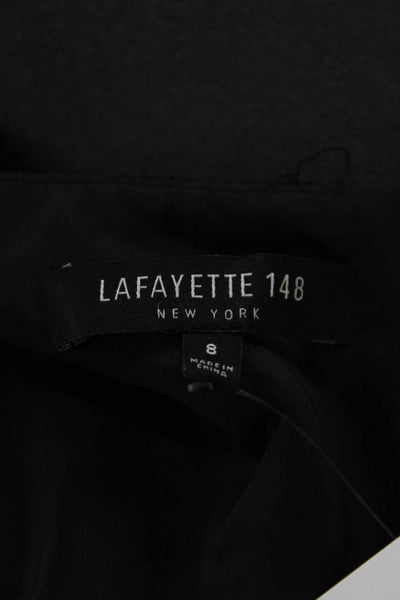 Lafayette 148 New York Womens Back Zip Crew Neck A Line Dress Black Wool Size 8