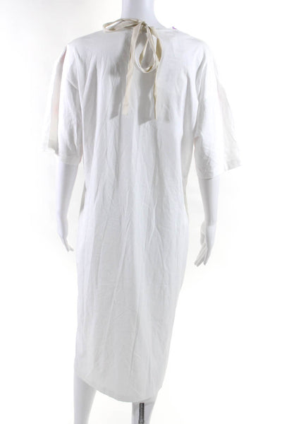 Marni Womens Cotton Striped Floral Print Tied T-Shirt Dress White Size EUR42