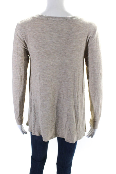 Michael Stars Womens Beige V-Neck Long Sleeve Pullover Sweater Top Size XS